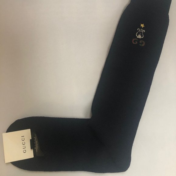 Gucci GG Lyre and Star Long Socks in Midnight Blue